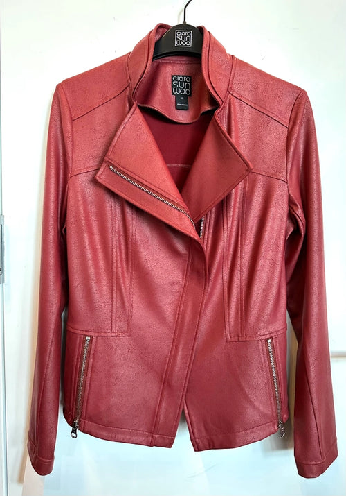 Clara Sunwoo #JK161 RUBY liquid leather jacket