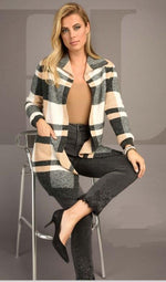 Frank Lyman #234101U grey/off white knit cardigan