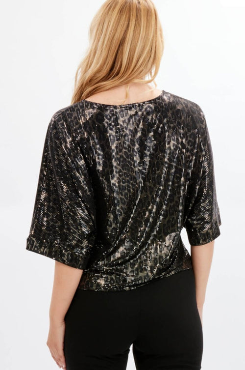 Frank Lyman #234404 black/gold knit blouse
