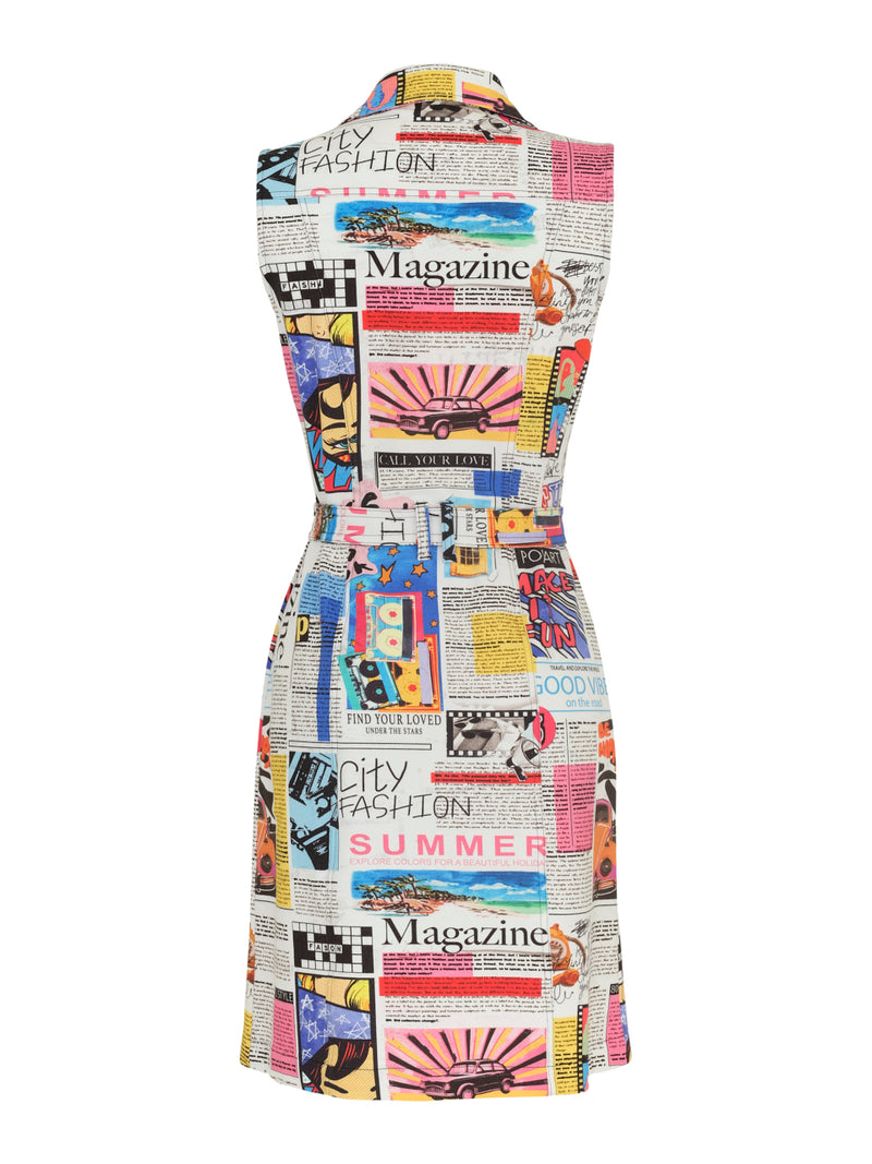 Dolcezza #24153 Newspaper print knit dress