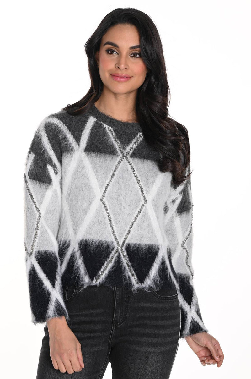 Frank Lyman #243473U Grey/black sweater