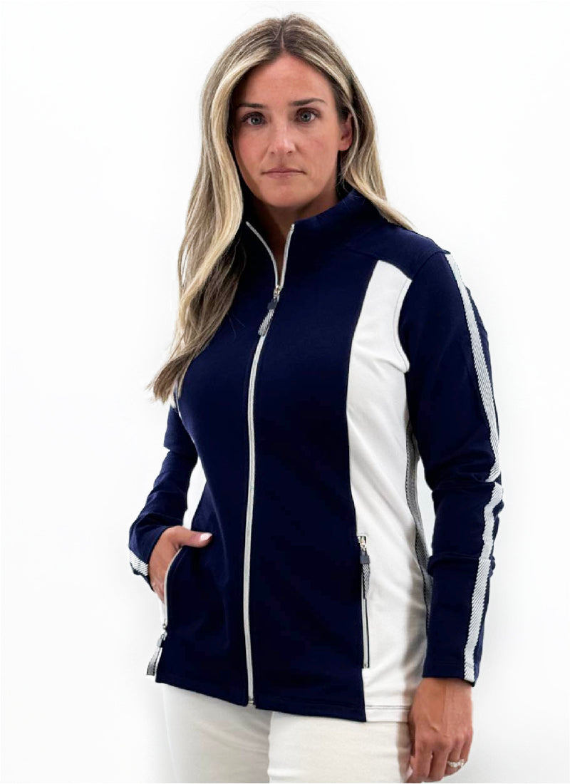 Orly #251383 navy stretch knit jacket