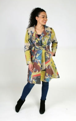 Donna White #3FB475528U Floral printed trench