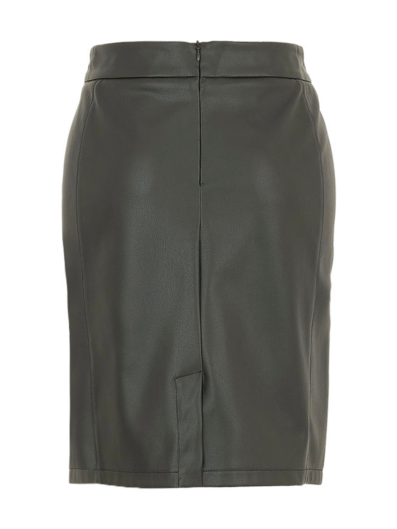 Dolcezza #74129 black faux leather skirt