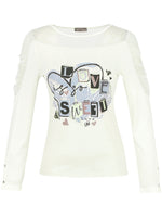 Dolcezza #74602 off white knit top