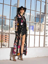 Floral embroidered duster