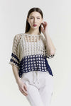 Crochet topper - Navy/Beige