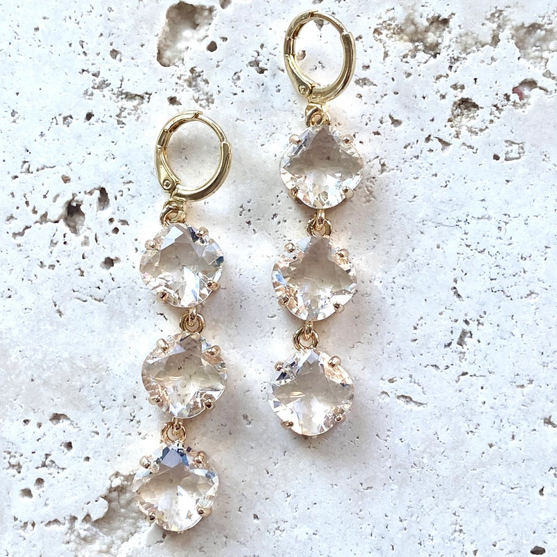 Crystal drop earrings - E23007 Gold