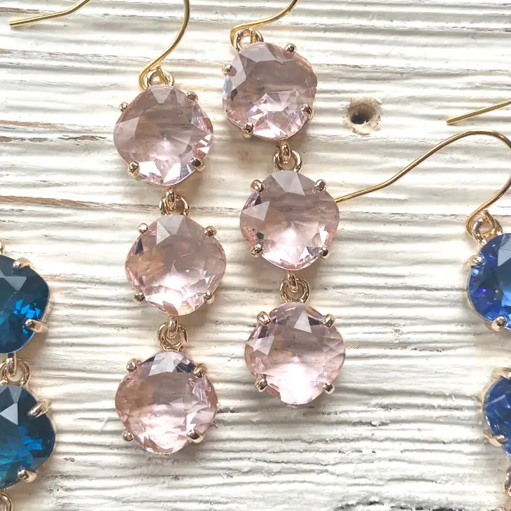 Crystal drop earrings - E23033 light pink