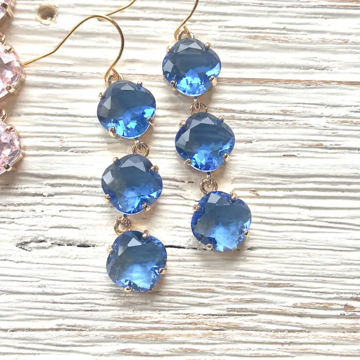 Crystal drop earrings - E23033 sapphire