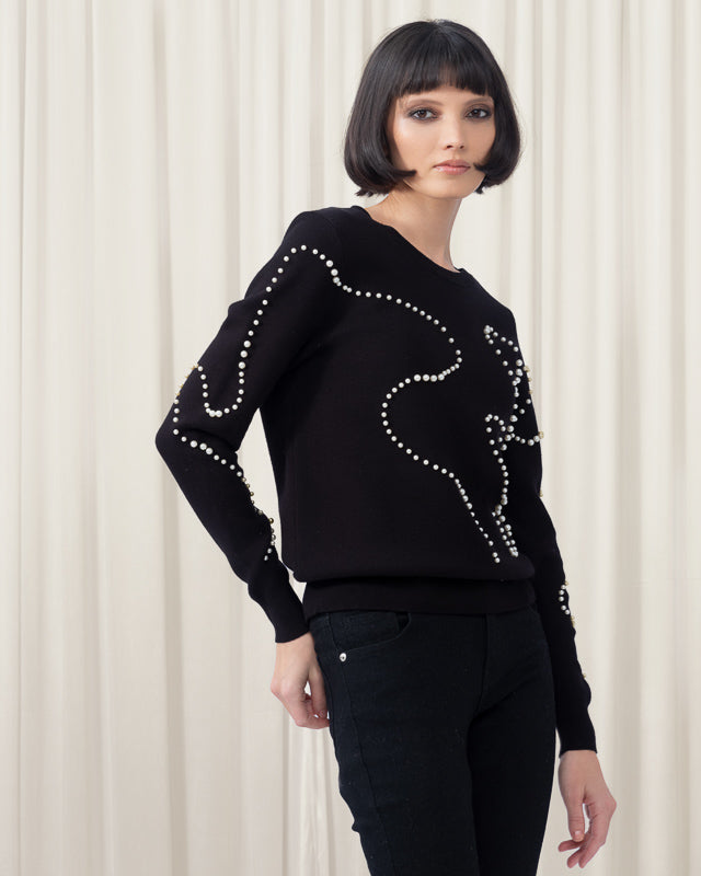 Elena Wang black pearl sweater