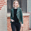 Clara Sunwoo #JK161 HUNTER GREEN liquid leather jacket