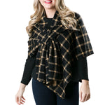 Katie knit wrap - black & camel plaid