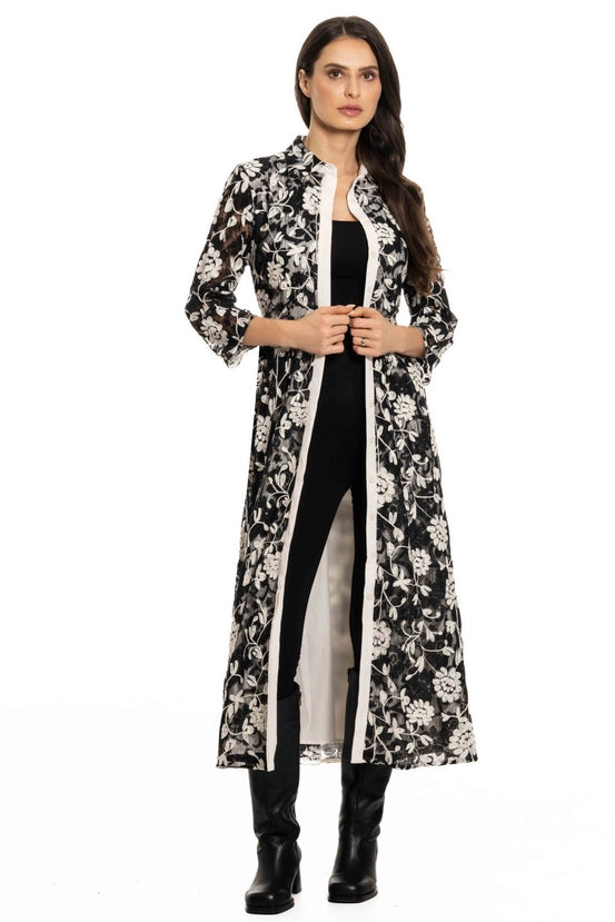 Belted lace duster