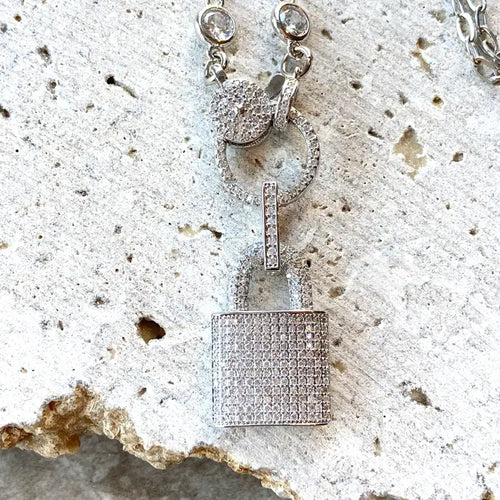 Lock crystal necklace -N21622