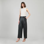 Liquid leather wide leg pants