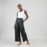 Liquid leather wide leg pants