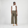 knit wide leg pants-olive
