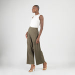 knit wide leg pants-olive