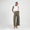 knit wide leg pants-olive