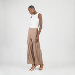 knit wide leg pants-taupe