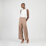 knit wide leg pants-taupe