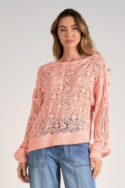 ELAN #SW10437 pink cotton sweater