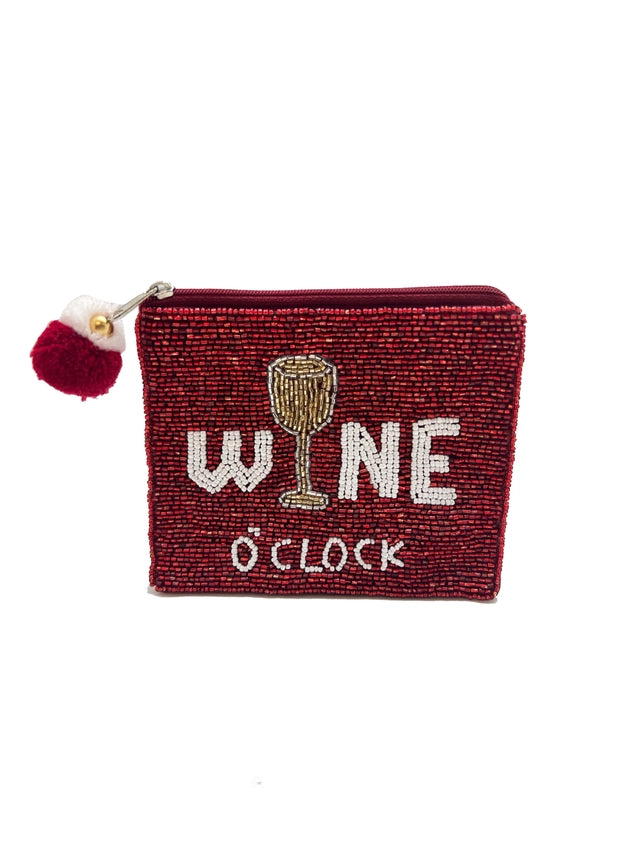 Beaded coin purse - Wine O'Clock