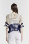 Crochet topper - Navy/Beige