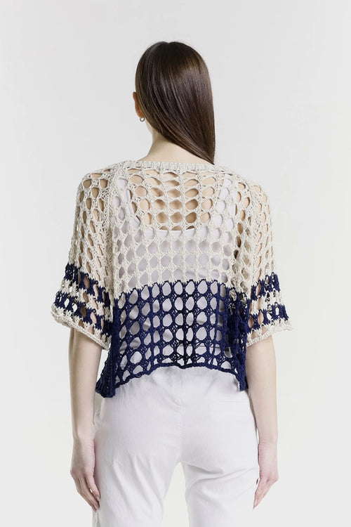 Crochet topper - Navy/Beige