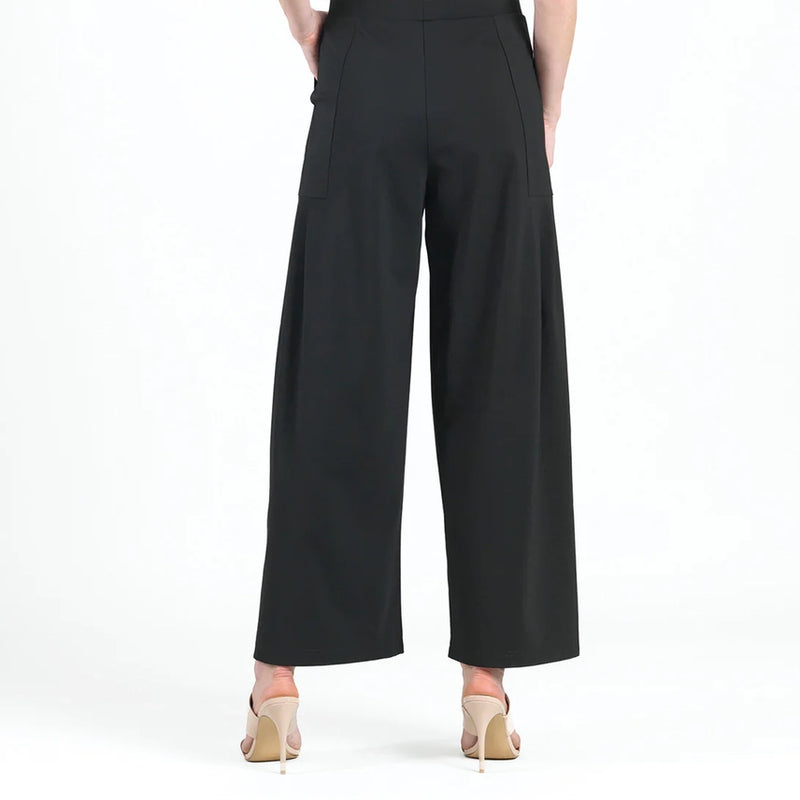 knit wide leg pants -black