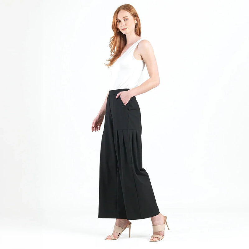 knit wide leg pants -black
