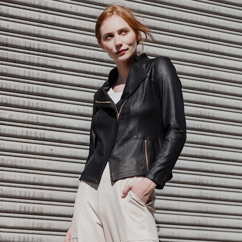 Clara Sunwoo #JK161 Black liquid leather jacket