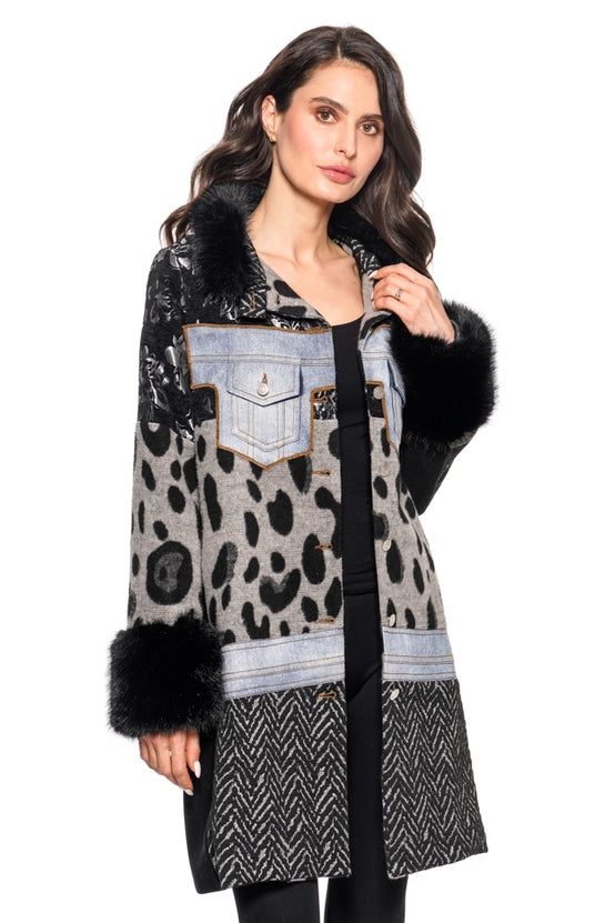 Adore #BS2544 Mix Media coat