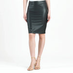 Liquid leather pencil skirt