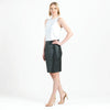 Liquid leather pencil skirt
