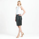 Liquid leather pencil skirt