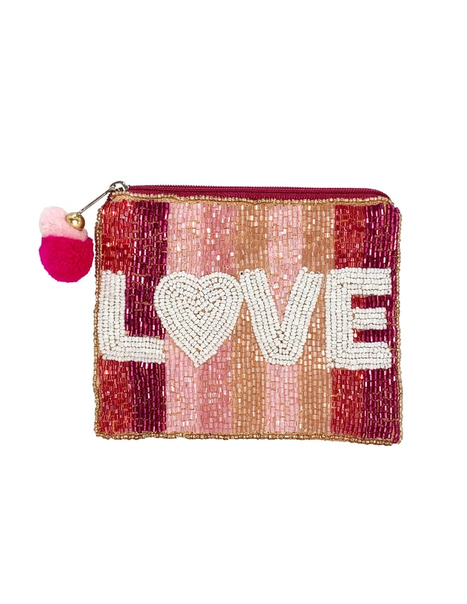 Beaded coin purse - love