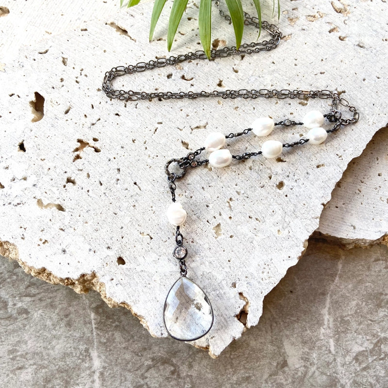 Pearl crystal quartz necklace -N20032
