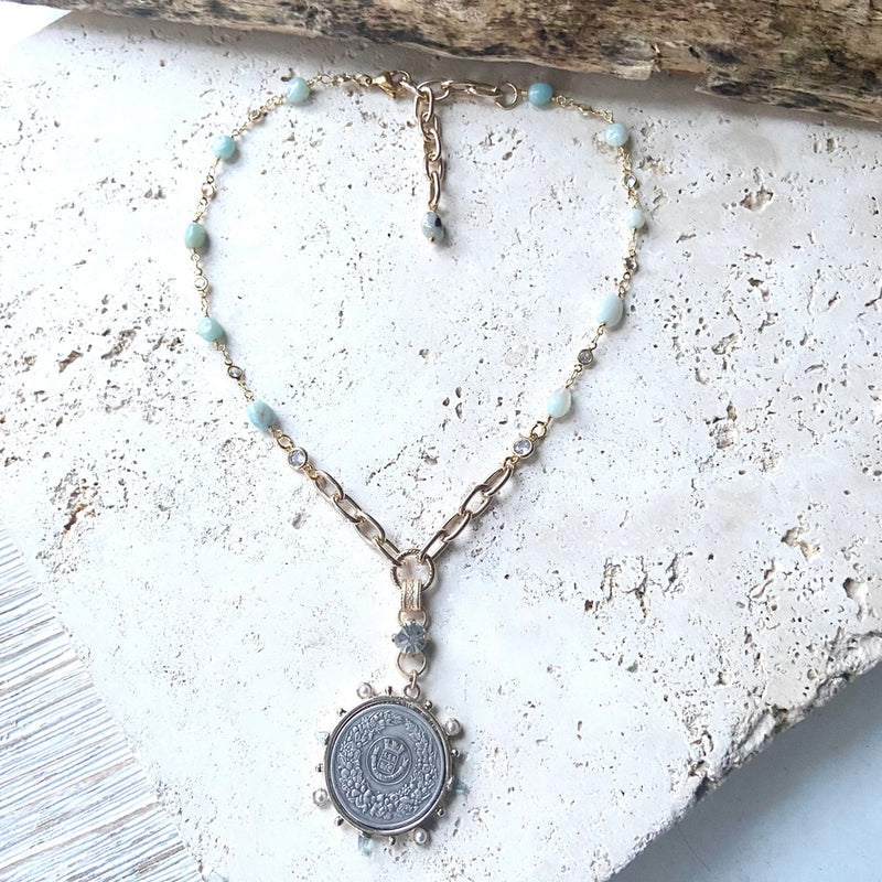 French coin necklace -N23164