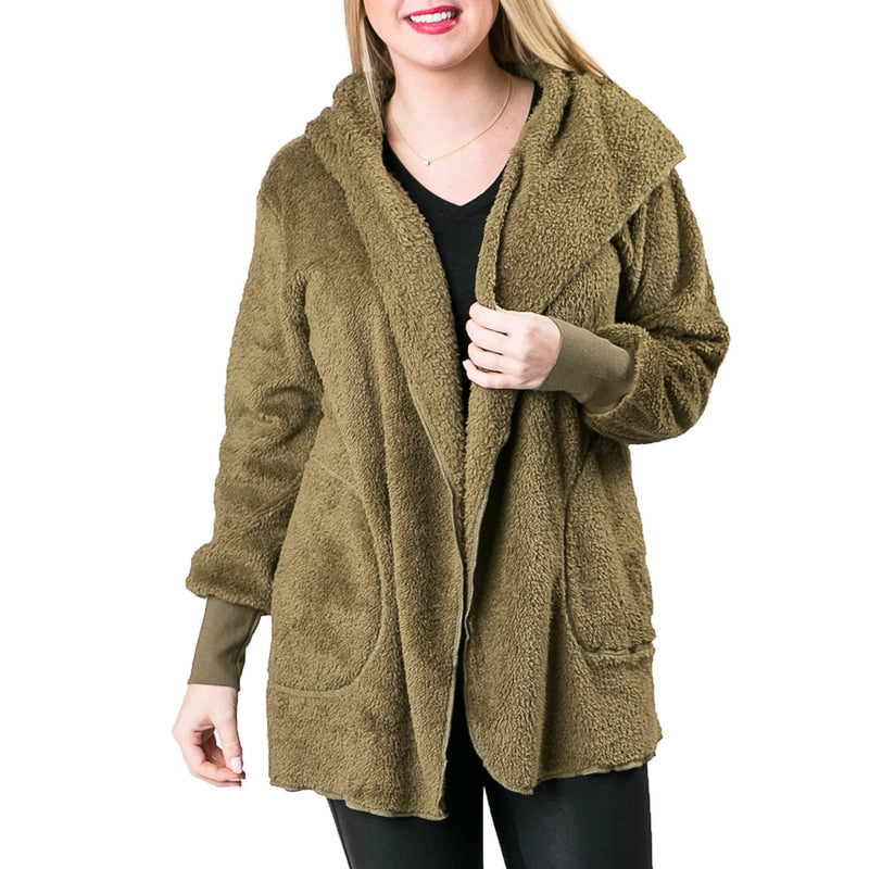 Sherpa hoodie olive  #796-OLI