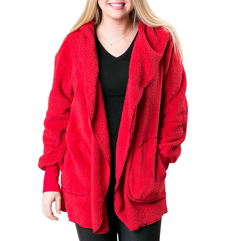 Sherpa hoodie Red  #796-RED