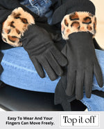 Sheila glove with leopard cuff