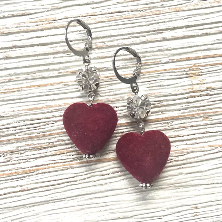 Red heart earrings - E24082