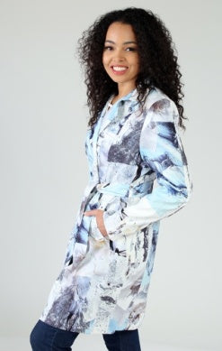 Donna White printed trench coat