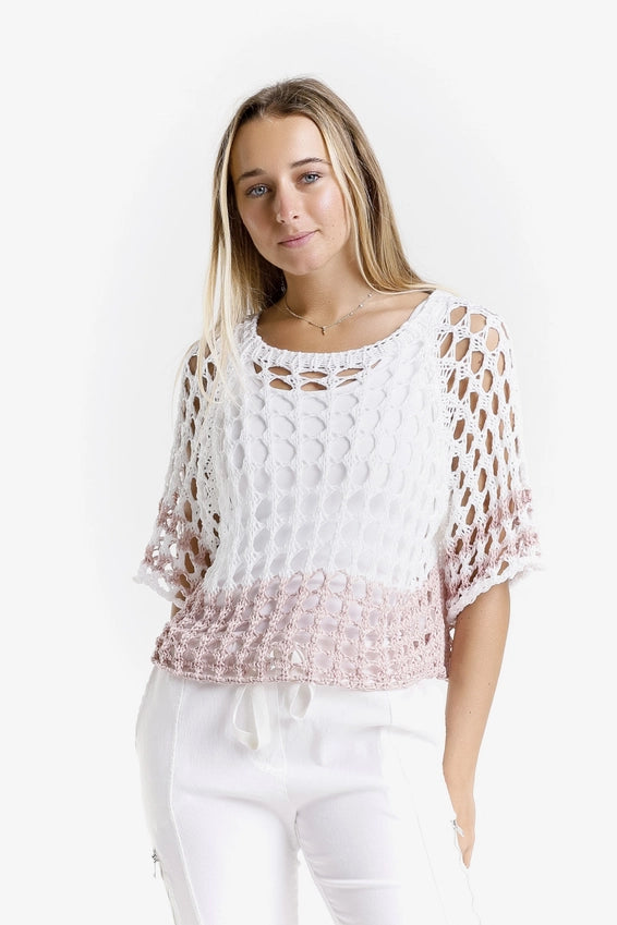Crochet topper - White/Blush