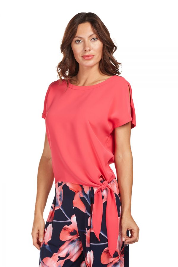 Frank Lyman #181224 coral woven blouse