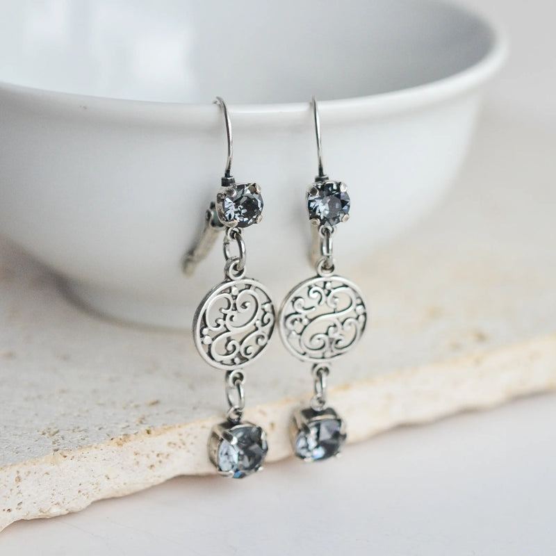 Cathedral Crystal Drop Earring - denim